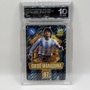 Diego Maradona - Holo Foil Soccer Card 2024 Grass Games - Graded 10 Gold Sig